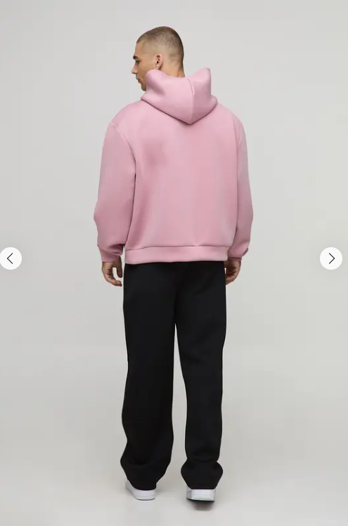 boohooMAN Oversized Boxy Bonded Scuba Hoodie