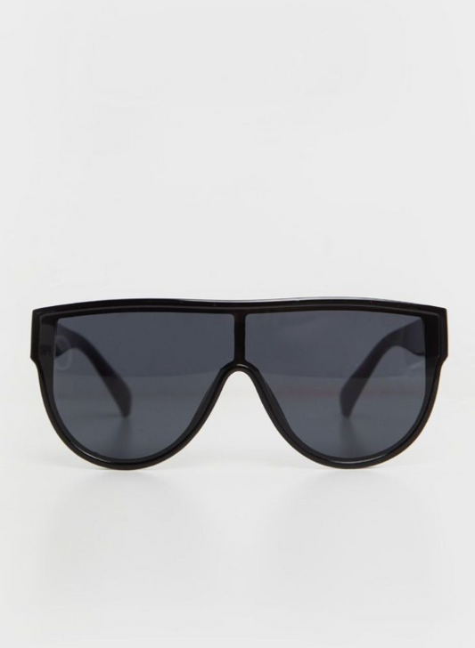 Black Tinted Oversized Flat Top Sunglasses