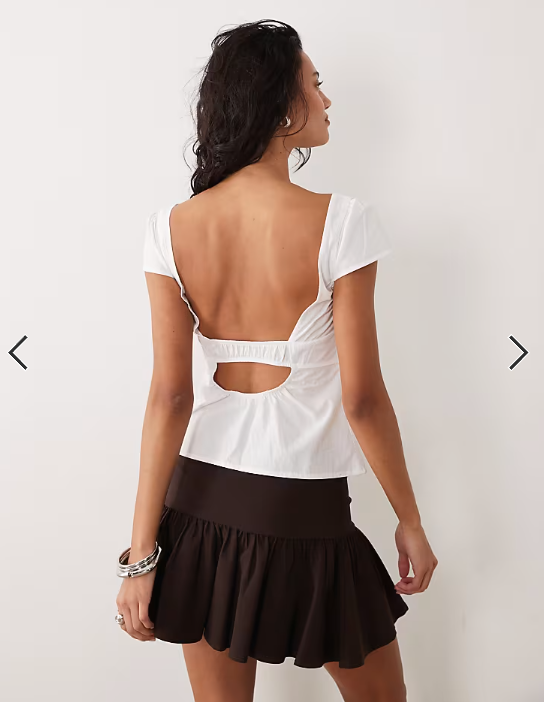 Motel Uliva - cap sleeve corset poplin top in white