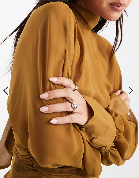 ASOS DESIGN batwing high neck blouse in ochre