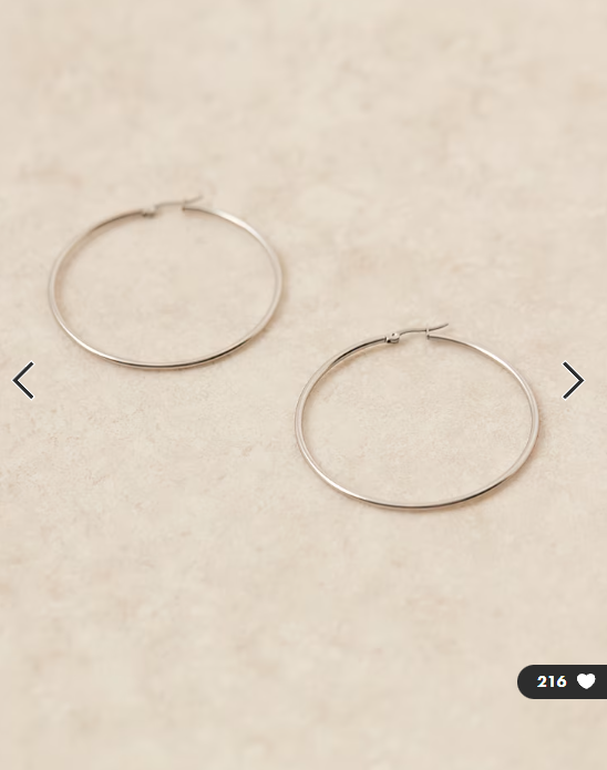 Lost Souls stainless steel 60mm hoop earrings in silver