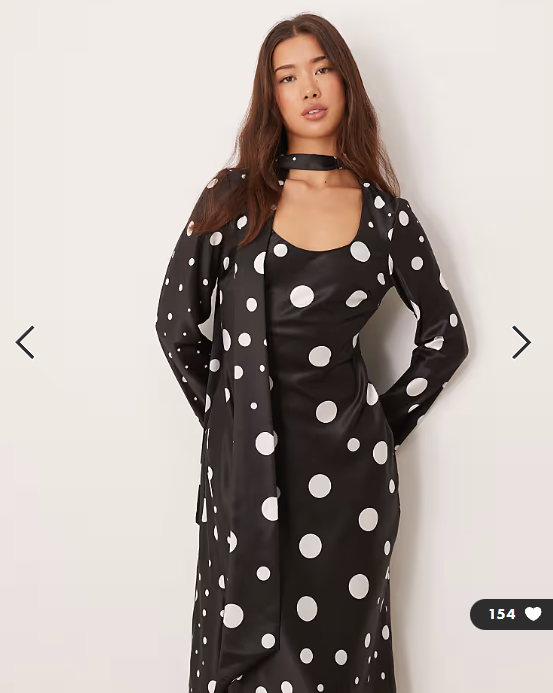 ASOS DESIGN v neck scarf detail long sleeve maxi dress in black spot print