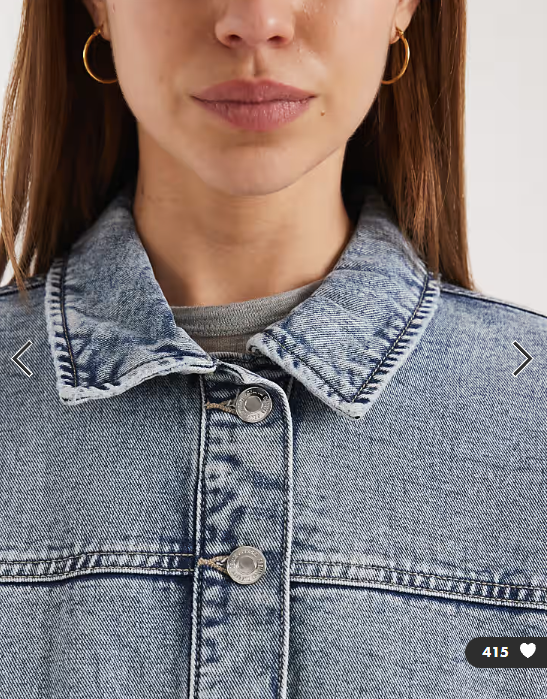 Vero Moda denim shacket with front pockets in light blue wash