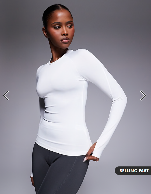 4505 Icon active quick dry slim fit long sleeve top in white
