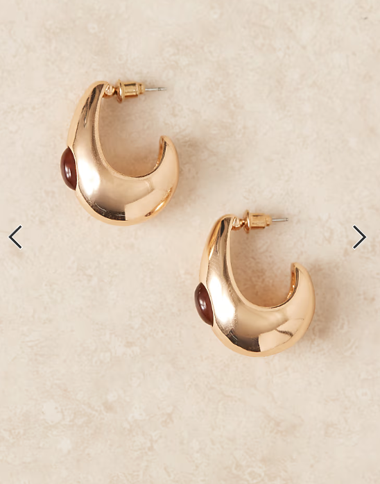 Accessorize stone detail tear drop earrings in gold