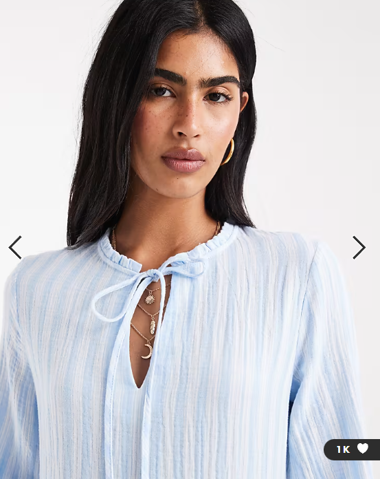 Vero Moda smock mini dress in pale blue stripe