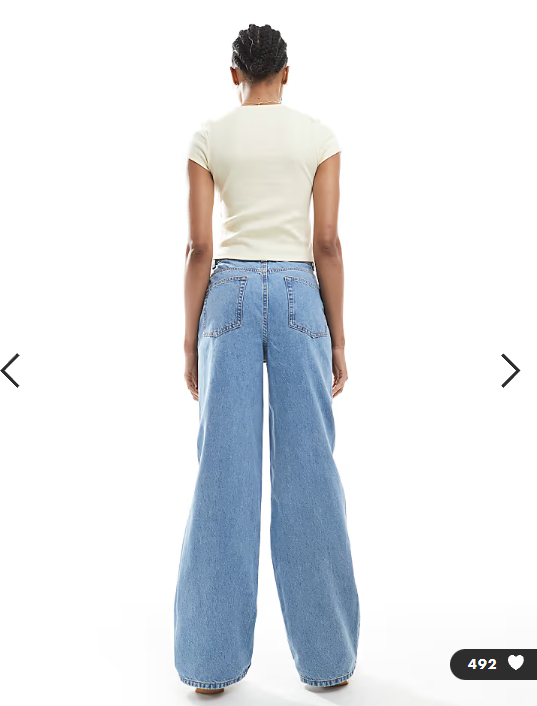 ASOS DESIGN Tall wide leg dad jeans in mid blue
