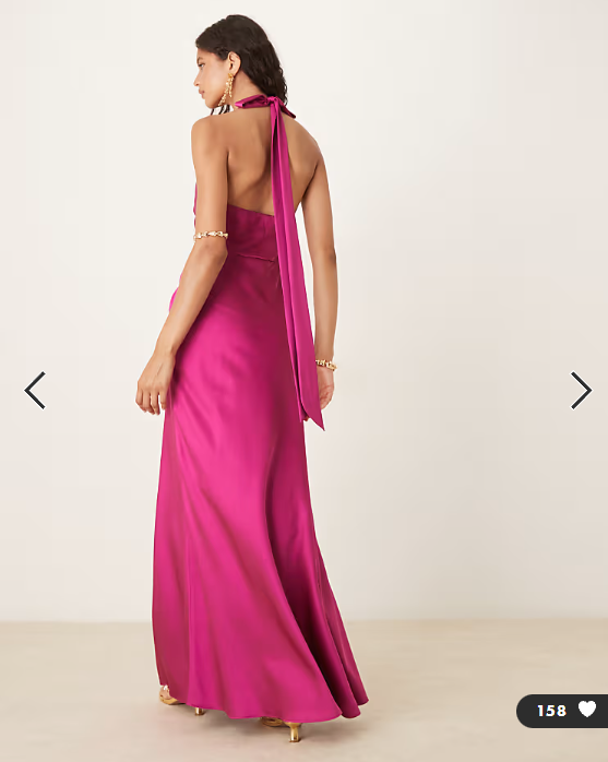 Six Stories twist front satin maxi dress in fuchsia