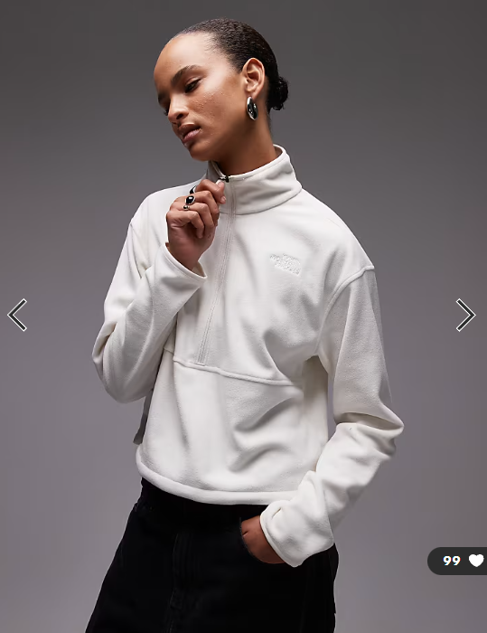 The North Face Glacier fleece 1/2 zip short jacket in off white