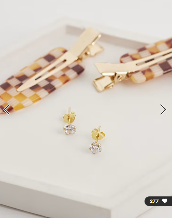 Kingsley Ryan gold plate 5mm gemset round stud