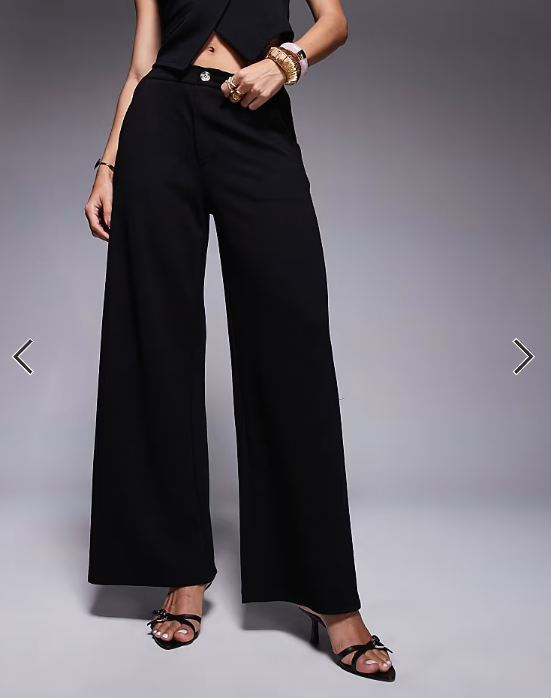 ASOS DESIGN co-ord jersey twill wide leg trouser in black