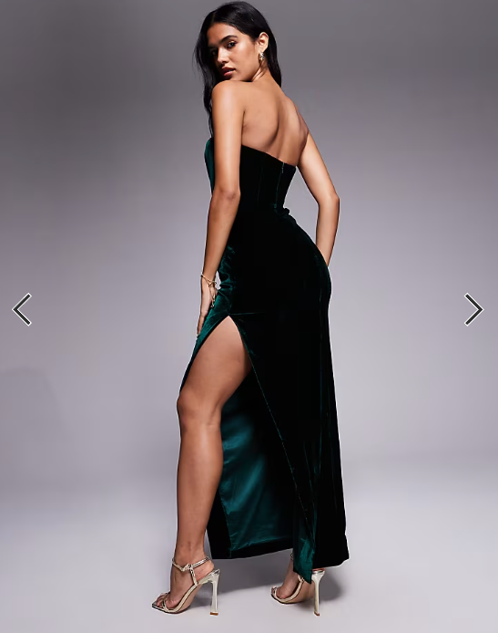 Bardot Everlasting velour midi dress in emerald green