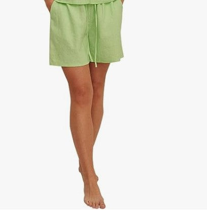 Linen Blend Drawstring Shorts