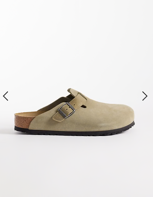 Birkenstock Boston clog with mixed material strap in faded khaki
