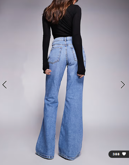 ASOS DESIGN relaxed flare jean in mid blue