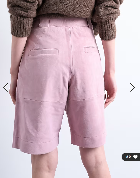 Topshop premium real suede longline shorts in pink