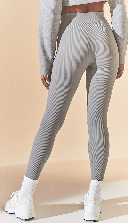 Basic Grey Marl Structured Contour Rib Leggings