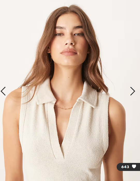 ASOS DESIGN sleeveless boucle collared tennis mini dress in cream