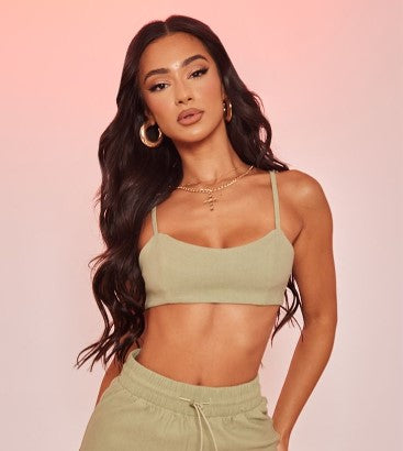 PETITE SAGE PEACH SKIN CROP TOP