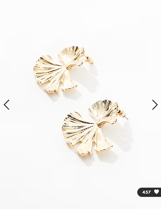 ASOS DESIGN drop earrings with textured leaf design in gold tone