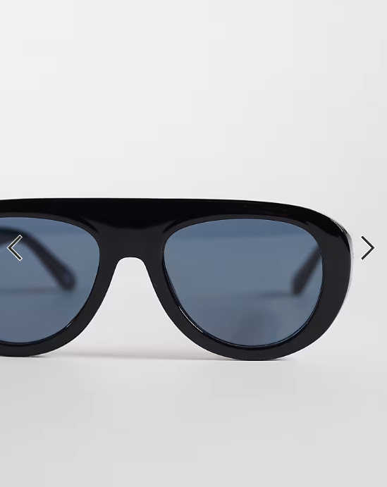ASOS DESIGN round aviator sunglasses in black