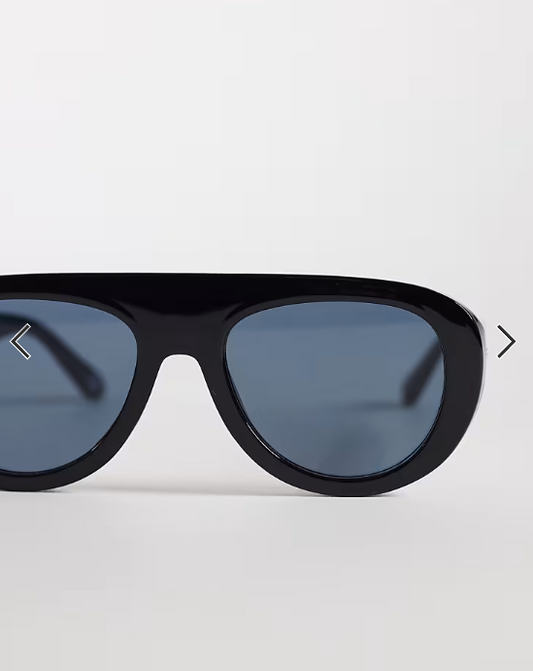 ASOS DESIGN round aviator sunglasses in black