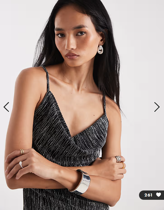 Vero Moda glitter cowl neck slinky cami top in black and silver