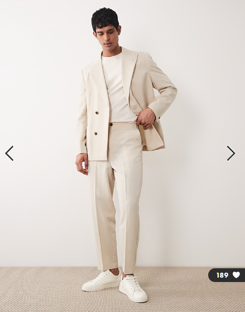 ASOS DESIGN relaxed tapered suit trousers in cream