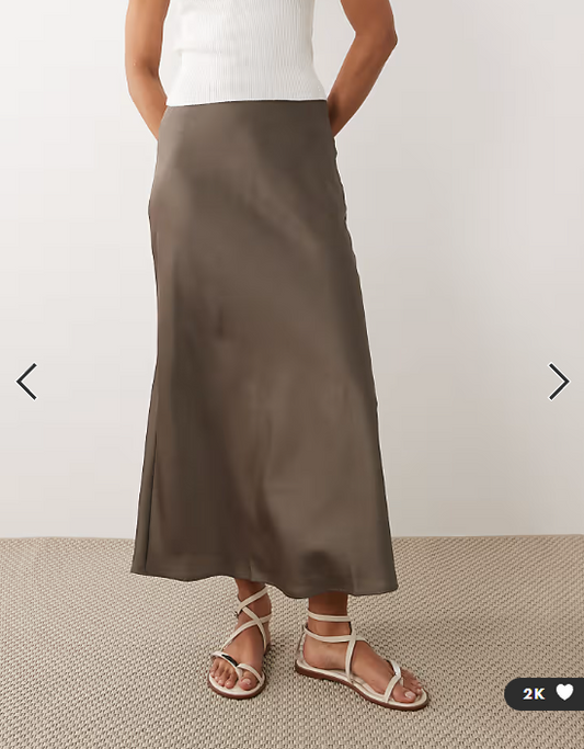 Vila satin maxi skirt in falcon