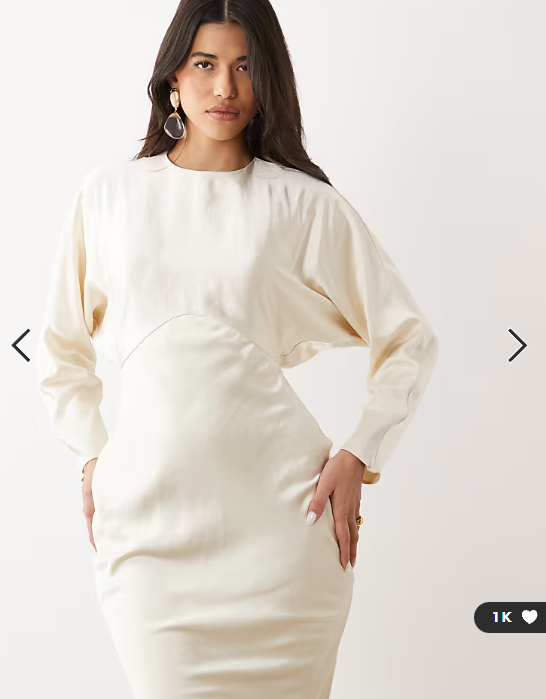 ASOS DESIGN bridal satin batwing maxi dress in ivory