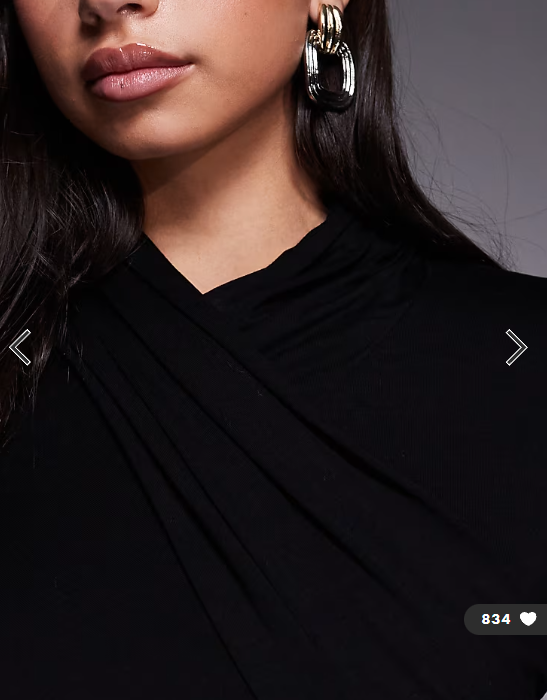 ASOS DESIGN long sleeve high neck drape maxi dress in black