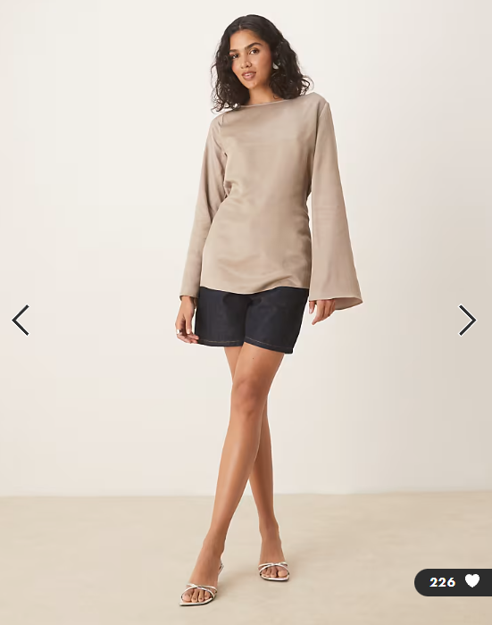 Asos - satin cowl back angel sleeve top in brown
