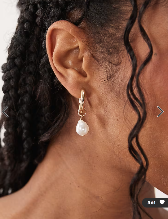 ASOS DESIGN huggie hoop earrings with faux freshwater pearl drop in gold tone