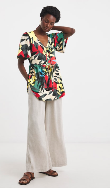 Boohoo - Tie Front Angel Sleeve Longline Top - Jdwilliams