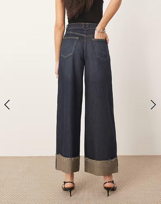 ARRANGE Parker denim high waist slouchy turn up jean in indigo