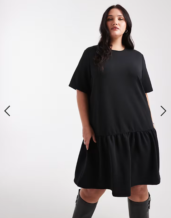 Noisy May Curve drop hem scuba-style fabric mini dress in black