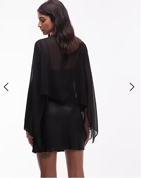 ASOS DESIGN cape overlay mini dress in black