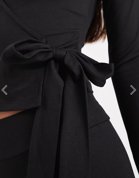 Miss Selfridge sculpted wrap top in black