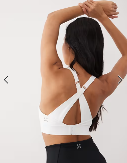4505 active cross back high support sports bra with adjustable straps in white