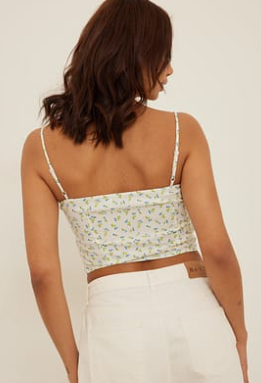 Printed Tie Front Top Flower