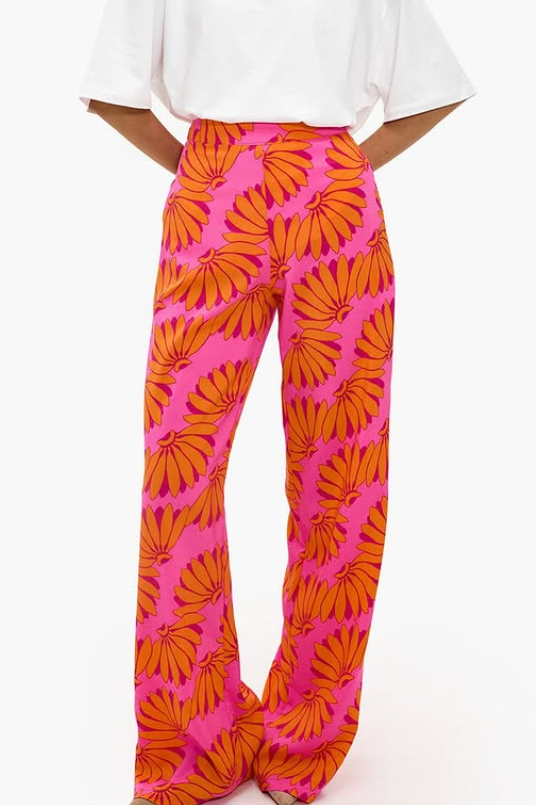Loavies - Chose to blossom - orange Orange trousers with tropical print