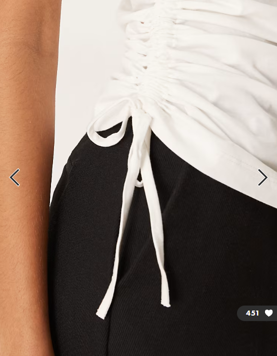 ASOS DESIGN ruched detail tie side short sleeve crew neck tee in cream