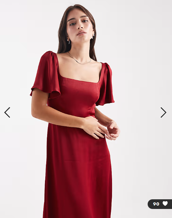 Maids to Measure Bridesmaid square neck flutter sleeve maxi dress in burgundy