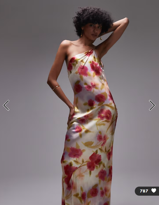 Topshop asymmetric one shoulder open back midi occasion dress in watercolour bloom