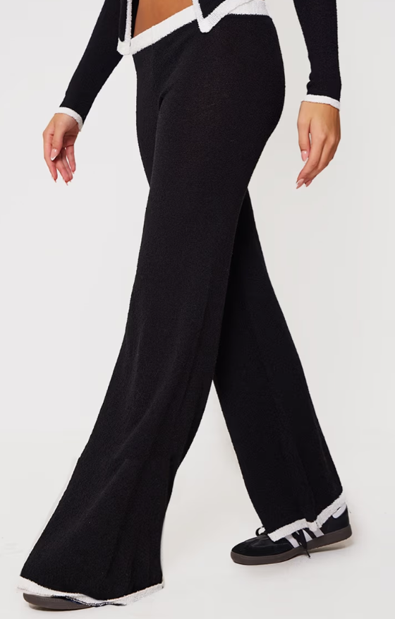 Plt - Monochrome Towel Knitted Contrast Detail Trousers
