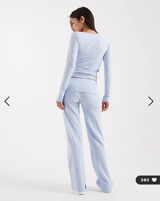 Cotton On dreamy sofy roll waist trouser in violet blue