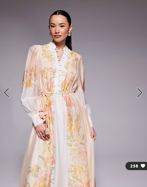Forever New Petite placement print maxi shirt dress in peach floral