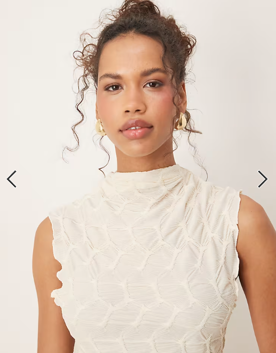 Vila textured jersey maxi dress in cream