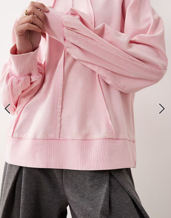 ASOS DESIGN seamed sweatshirt with panel detail in washed pink