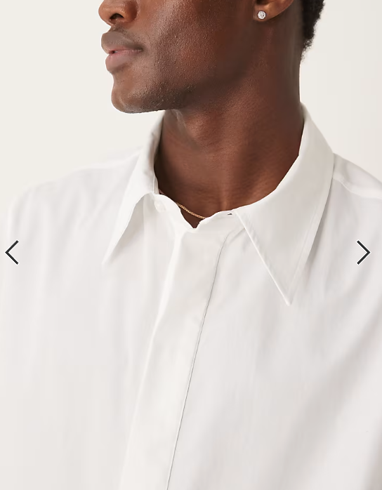 ASOS DESIGN boxy cropped 70s collar poplin shirt in white